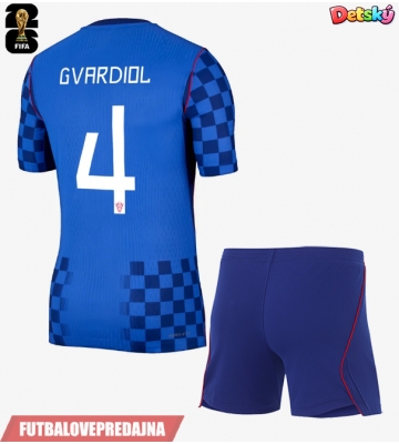 Lacne Dětský Futbalové dres Chorvátsko Josko Gvardiol #4 MS 2026 Krátky Rukáv - Preč (+ trenírky)